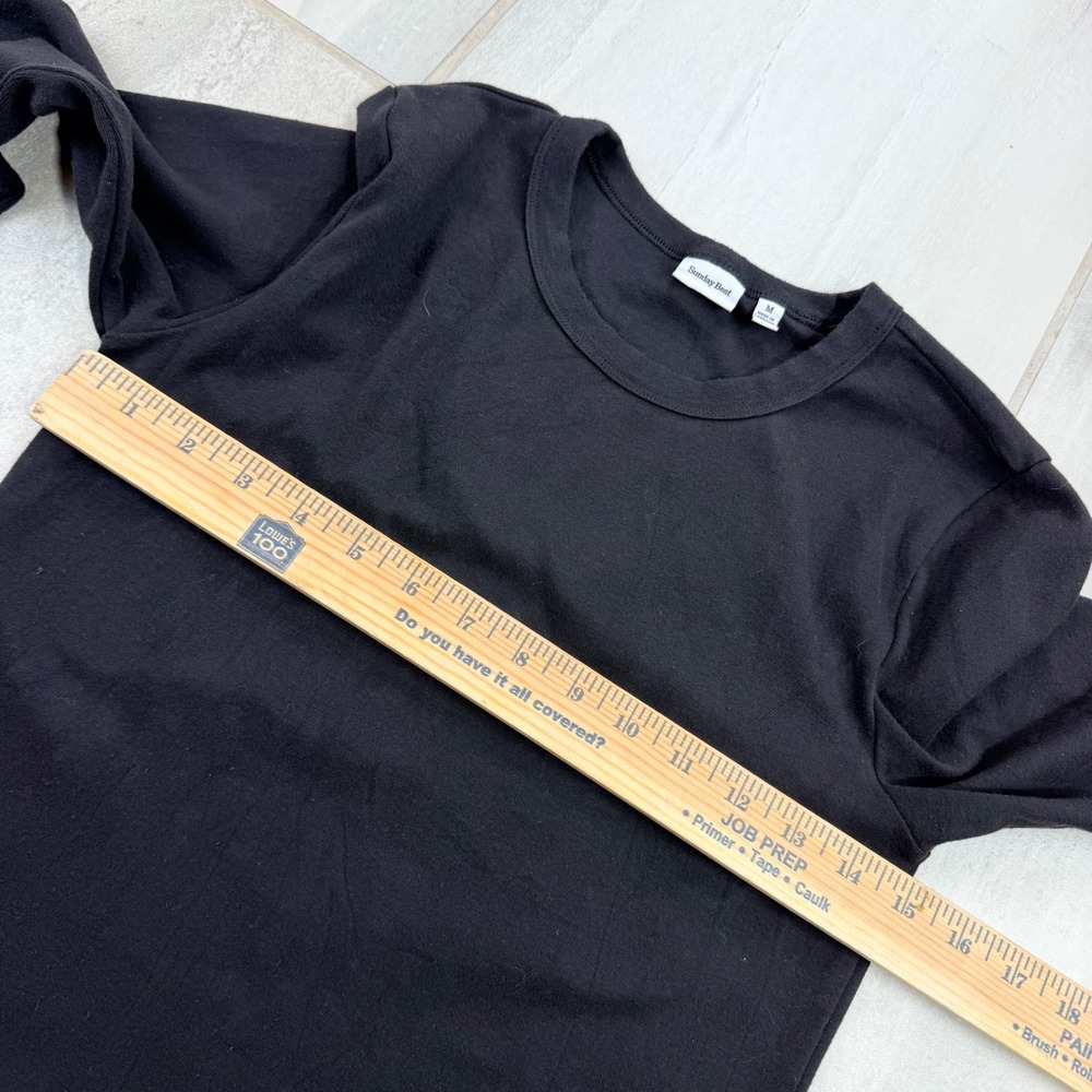 Sunday Best Aritzia Black Long Sleeve Crewneck Top Medium - Picture 3 of 6